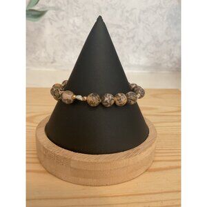 Glass Stone Beaded Bracelet With Gold Accents & Adjustable Clasp